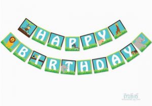 Happy Birthday Banner Animal theme Zoo Animals Happy Birthday Party Banner Safari Jungle theme