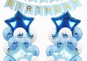 Happy Birthday Banner Baby Shark Amawill Blue Angry Shark Latex Balloon Happy Birthday