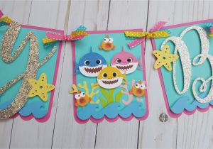 Happy Birthday Banner Baby Shark Baby Shark Birthday Banner Baby Shark Sign Shark