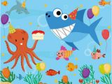 Happy Birthday Banner Baby Shark Baby Shark Under the Sea themed Birthday Backdrop Banner