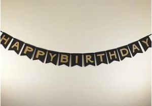 Happy Birthday Banner Black and Gold Happy Birthday Bunting Banner Printable Decoration Black and