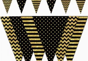 Happy Birthday Banner Black and Gold Happy New Year Banner Black and Gold Printable Banner New