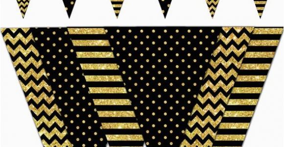 Happy Birthday Banner Black and Gold Happy New Year Banner Black and Gold Printable Banner New