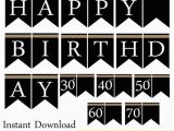 Happy Birthday Banner Black and Gold Instant Download Black Pearl Birthday Banner Printable Happy