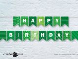 Happy Birthday Banner Black and Green Green Happy Birthday Printable Banner Green Bunting Flags