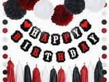 Happy Birthday Banner Black and Red Black and Red Birthday Decorations Amazon Com