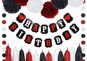 Happy Birthday Banner Black and Red Black and Red Birthday Decorations Amazon Com