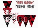 Happy Birthday Banner Black and Red Printable Happy Birthday Banner Birthday Party Printable