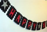 Happy Birthday Banner Black and Red Rock Star or All Star Name Happy Birthday Banner Black and