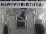 Happy Birthday Banner Black and Silver Glitz Black Silver Happy Birthday Jointed Party Banner