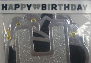 Happy Birthday Banner Black and Silver Glitz Black Silver Happy Birthday Jointed Party Banner