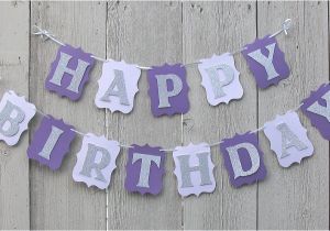 Happy Birthday Banner Black and Silver Happy Birthday Purple and Silver Banner Personalized Name