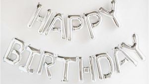 Happy Birthday Banner Black and Silver Happy Birthday Silver Letter Balloon Banner Garland