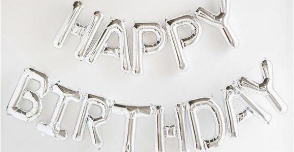 Happy Birthday Banner Black and Silver Happy Birthday Silver Letter Balloon Banner Garland