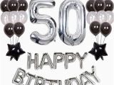 Happy Birthday Banner Black and Silver Mens Birthday Decorations 50th Amazon Co Uk
