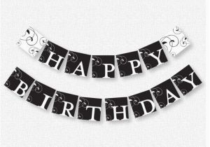 Happy Birthday Banner Black and White Black and White Party Birthday Banner by Idconsultdesign