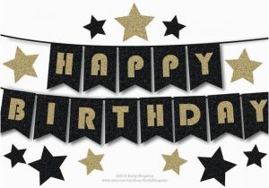 Happy Birthday Banner Black and White Printable Happy Birthday Bunting Banner Printable Decoration Black and