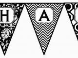 Happy Birthday Banner Black and White Printable Instant Download Black and White Happy Birthday Printable