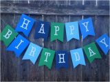 Happy Birthday Banner Blue and Green Birthday Banner Boy Happy Birthday Banner Blue and Green