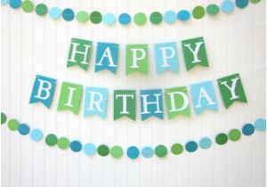 Happy Birthday Banner Blue and Green Blue Birthday Banner Etsy