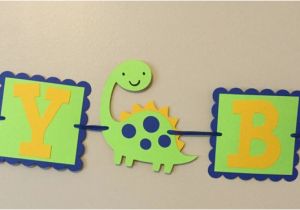 Happy Birthday Banner Blue and Green Blue Green and Yellow Dinosaur Happy Birthday Banner by