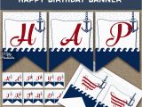Happy Birthday Banner Blue and White Printable Happy Birthday Banner Red White Blue Nautical