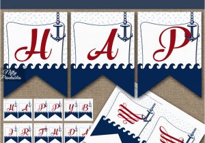 Happy Birthday Banner Blue and White Printable Happy Birthday Banner Red White Blue Nautical