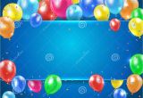 Happy Birthday Banner Blue Background Balloons On Blue Background with Banner Stock Vector