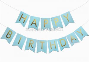 Happy Birthday Banner Blue Gold New Design Happy Birthday Banner Blue with Gold Foil