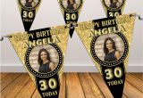 Happy Birthday Banner Blue Gold Personalised Black Gold Happy 18th 21st 30th 40th