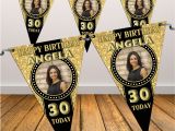 Happy Birthday Banner Blue Gold Personalised Black Gold Happy 18th 21st 30th 40th