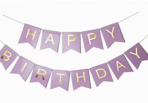 Happy Birthday Banner Blue Gold sonder Co Happy Birthday Banner Purple and Gold Foil