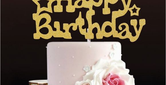 Happy Birthday Banner Cake topper Diy 2pc Set Glitter Happy Birthday Flag Cake topper Party