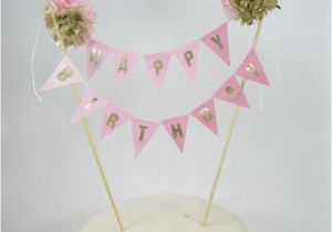 Happy Birthday Banner Cake topper Diy Birthday Cake Banner Gold Pink Ombre Quot Happy Birthday