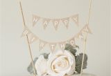 Happy Birthday Banner Cake topper Happy Birthday Banner Linen Cake toppers Cake Banner Rustic