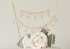 Happy Birthday Banner Cake topper Happy Birthday Banner Linen Cake toppers Cake Banner Rustic