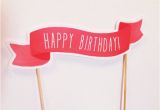 Happy Birthday Banner Cake topper Printable Happy Birthday Cake topper Banner by Ninjandninj On Etsy