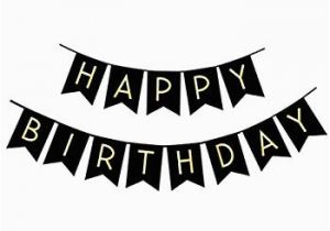 Happy Birthday Banner Clipart Black and White Amazon Com Black Happy Birthday Banner Decorations