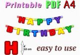 Happy Birthday Banner Creator Items Similar to Printable Happy Birthday Banner Pdf A4