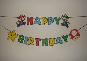 Happy Birthday Banner Cut Out Mario Happy Birthday Party Wall Decoration Banner Cut Out