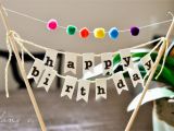 Happy Birthday Banner Diy Diy Birthday Cake Banner with Pom Poms Mother 39 S Niche