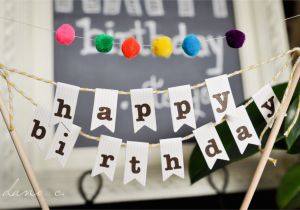 Happy Birthday Banner Diy for Cake Diy Birthday Cake Banner with Pom Poms