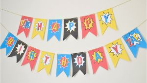 Happy Birthday Banner Diy Superhero Happy Birthday Banner Diy Superhero by