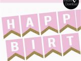 Happy Birthday Banner Download Pink and Gold Glitter Instant Download Happy Birthday Banner