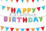 Happy Birthday Banner Drawing Vectors Illustration Of Happy Birthday with Hanging Flags