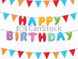 Happy Birthday Banner Drawing Vectors Illustration Of Happy Birthday with Hanging Flags