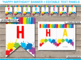 Happy Birthday Banner Editable Art Party Banner Template Painting Birthday Banner