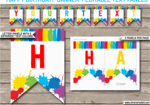 Happy Birthday Banner Editable Art Party Banner Template Painting Birthday Banner