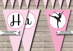 Happy Birthday Banner Editable Ballerina Party Banner Template Birthday Banner