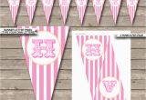 Happy Birthday Banner Editable Carnival Banner Template Circus Pink and Yellow